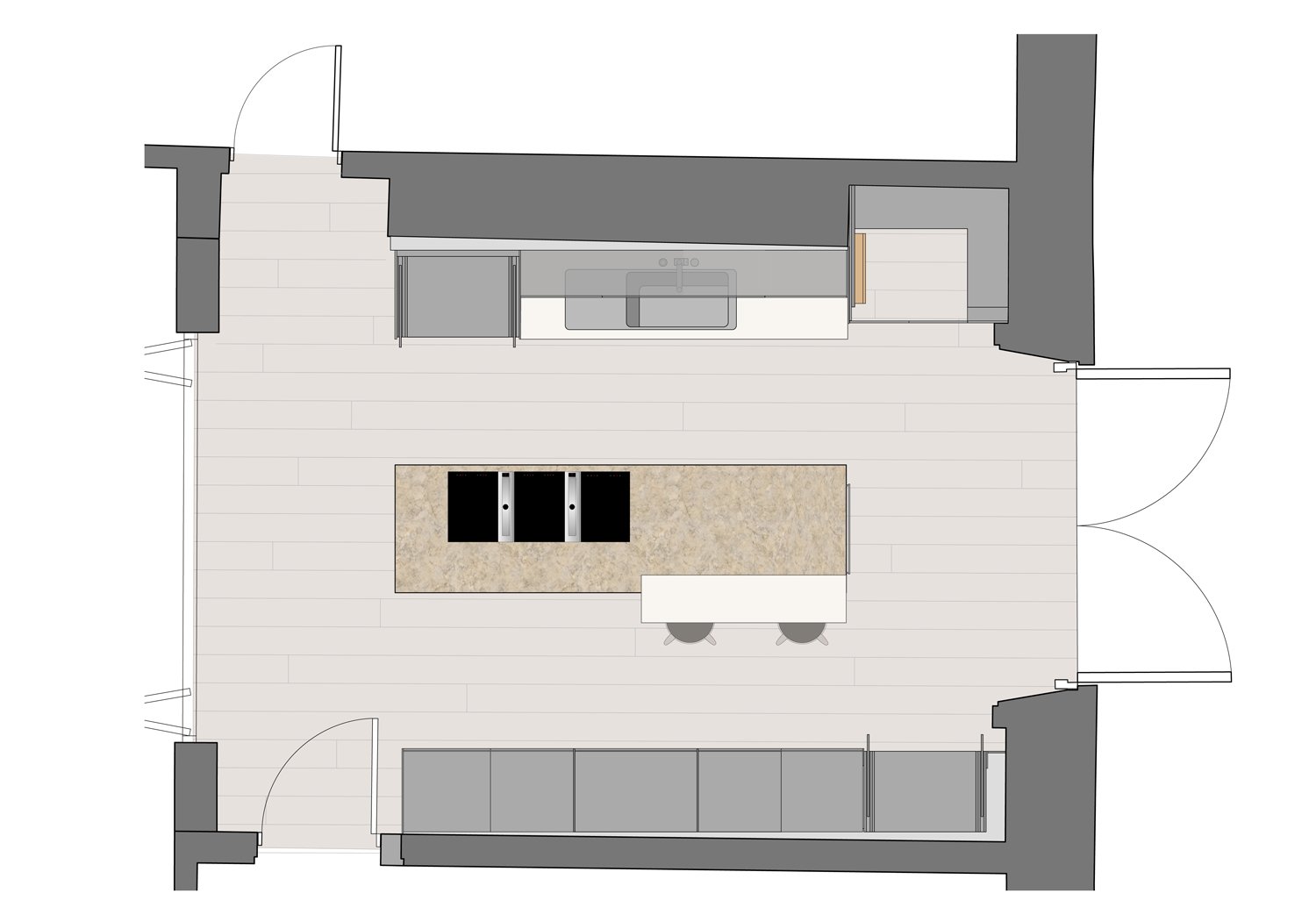 Grade I Regency House Bath bulthaup b3 kitchen plan