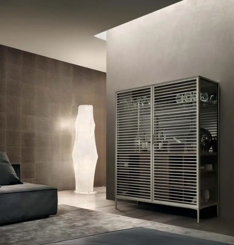 Rimadesio display cabinet in a contemporary living interior