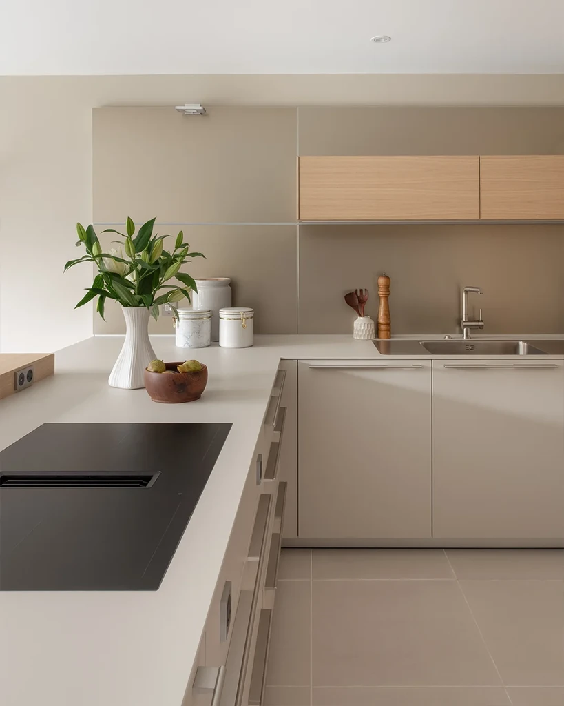 Sand Beige And Gravel Small Kitchen 11