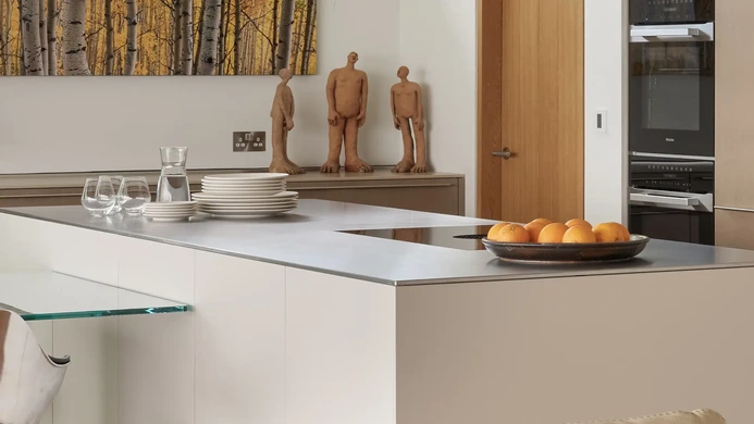 Stainless steel work surface with integrated BORA pure induction cooktop