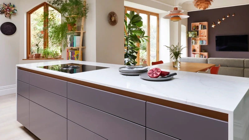 Nature-inspired kitchen with earthy tones and tactile surfaces