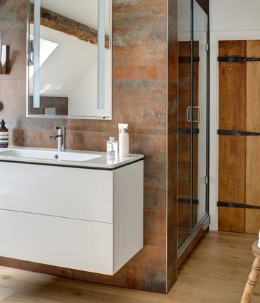 Natural Rustic Bathroom with Copper Features