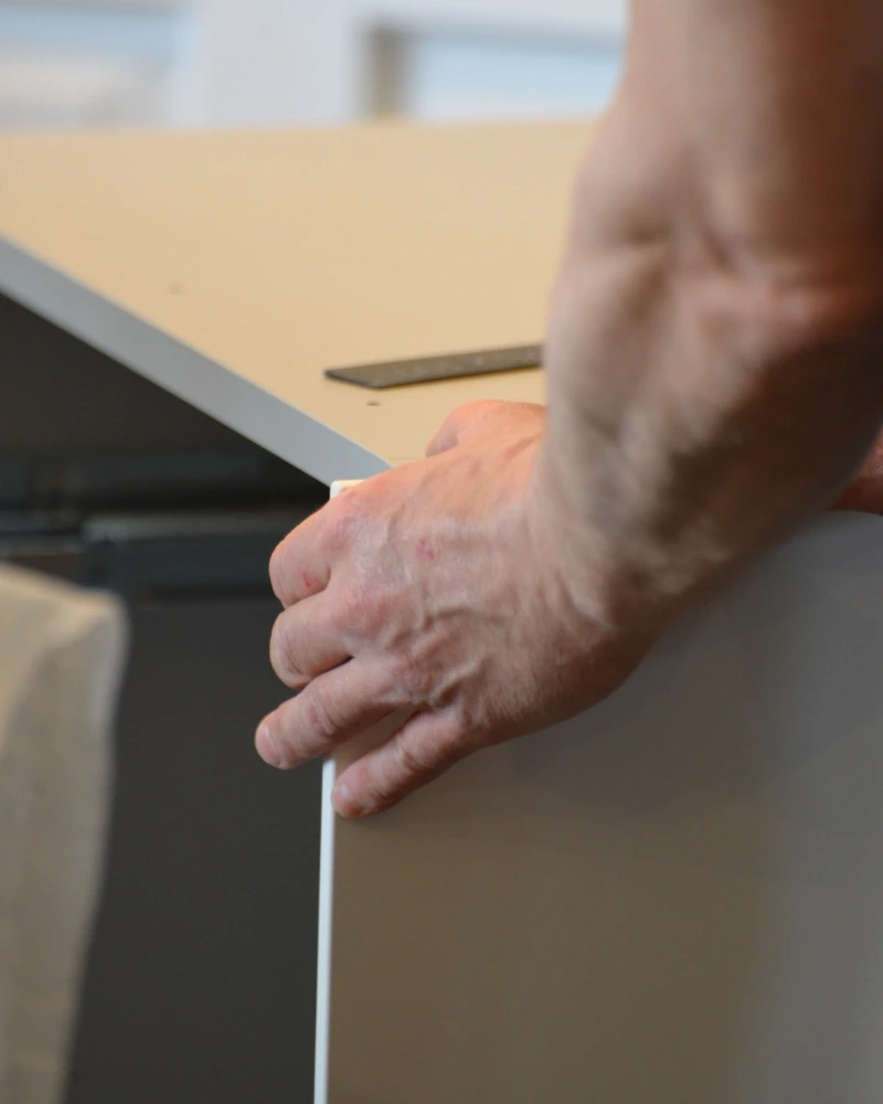 bulthaup cabinet interior showing the construction and hardware used within the kitchen furniture