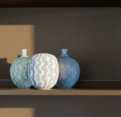 Integrated display shelves with concealed LED lighting above TV