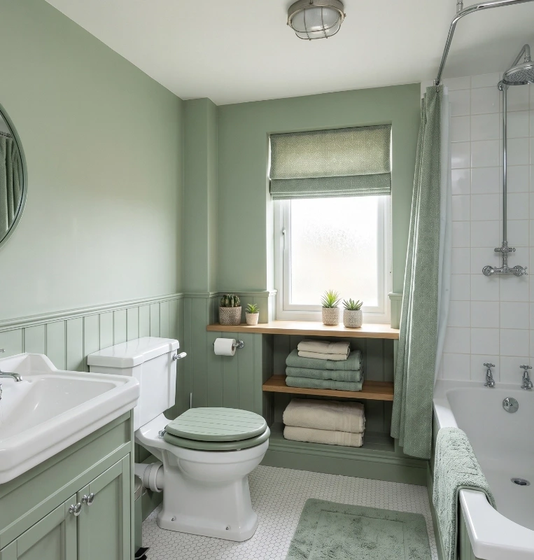 sage green bathroom