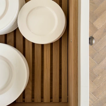 Plates in kitchen drawer