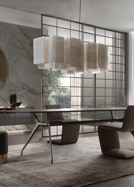 Rimadesio Soho sliding doors furniture in a contemporary interior with glazed partition doors