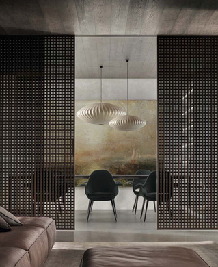 Diamon sliding doors by Rimadesio dining area