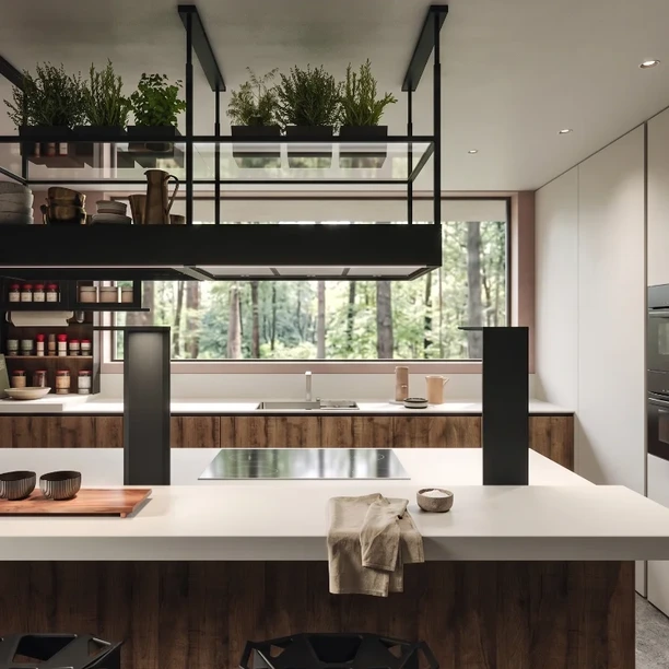 Arrital kitchen was above worktop storage and seating
