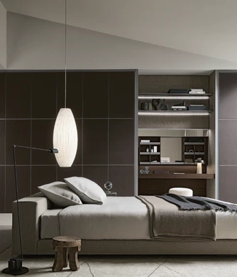 Rimadesio bedroom with fitted storage and integrated vanity area