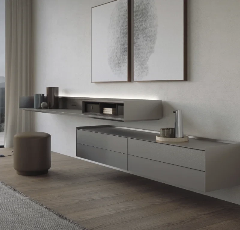 Rimadesio home office with integrated desk, shelving and storage