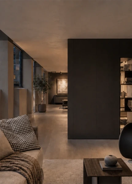 Arrital furniture connecting an open-plan kitchen and living space