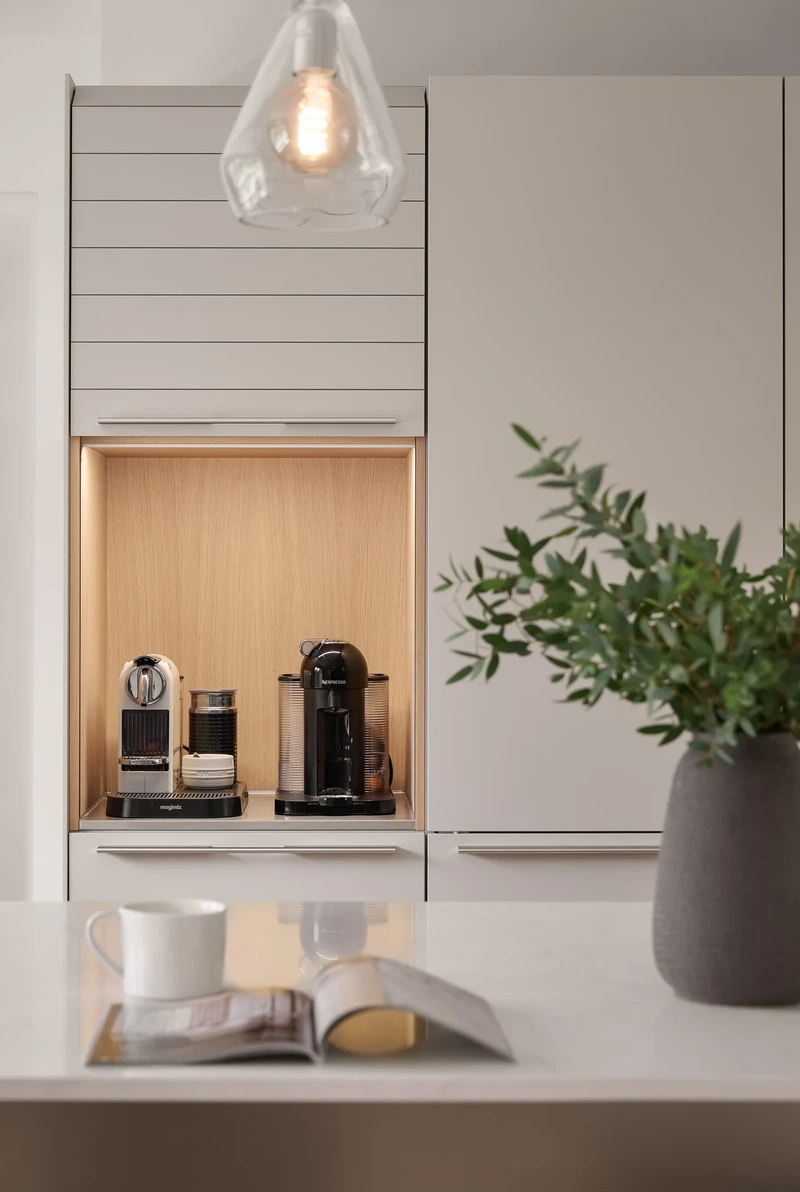 bulthaup b3 kitchen storage with integrated shutter door