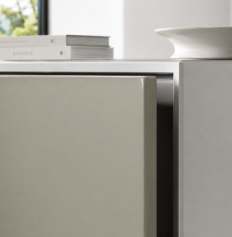 bulthaup b3 lacquered kitchen panel showing the painted surface finish