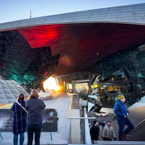 A view of BMW world, Munich, part of a Hobson's Choice and bulthaup trip with a group of architects