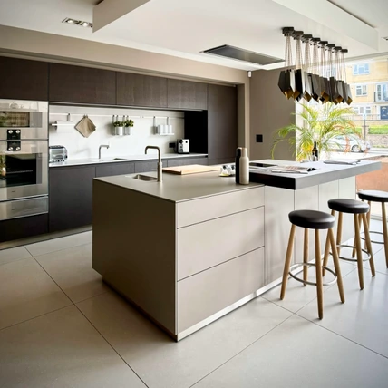 bulthaup kitchen display with island at the Hobson’s Choice Bath showroom