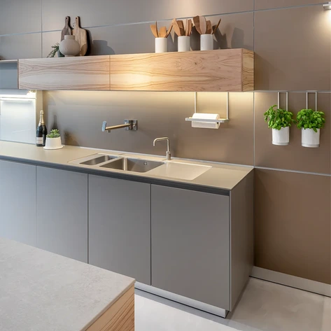 Gravel And Sand Beige Bulthaup Kitchen