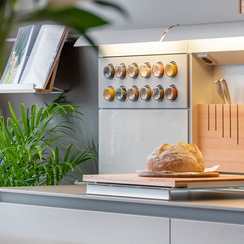 Winchester showroom kitchen with open shelving and living-space display