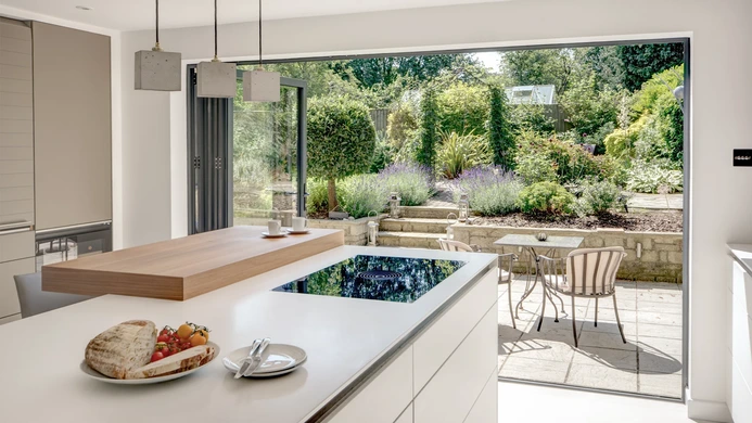 Alpine White Kitchen With Walnut Accents 16