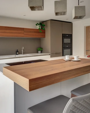Alpine White Kitchen With Walnut Accents 22