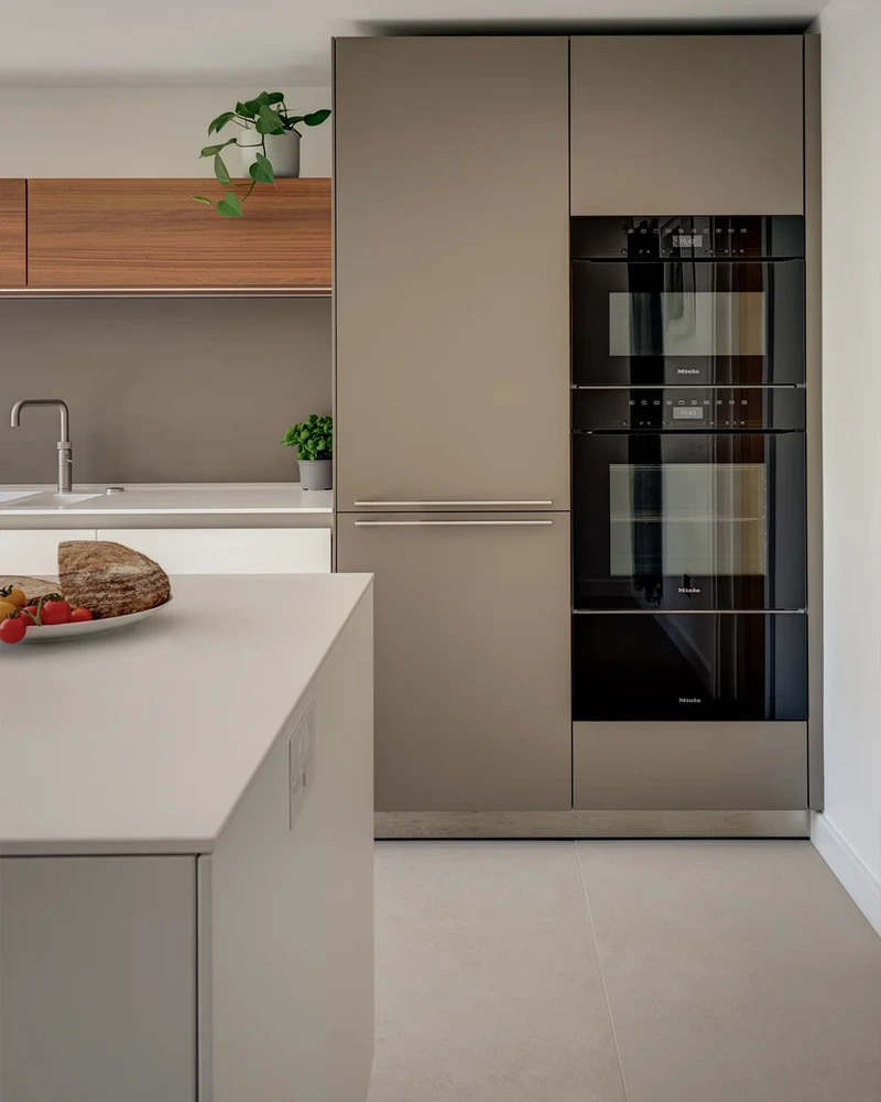 Alpine White Kitchen With Walnut Accents 23