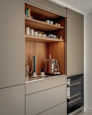 Alpine White Kitchen With Walnut Accents 24