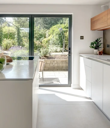 Alpine White Kitchen with Walnut Accents