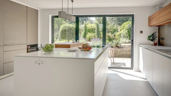 Alpine White Kitchen With Walnut Accents 2