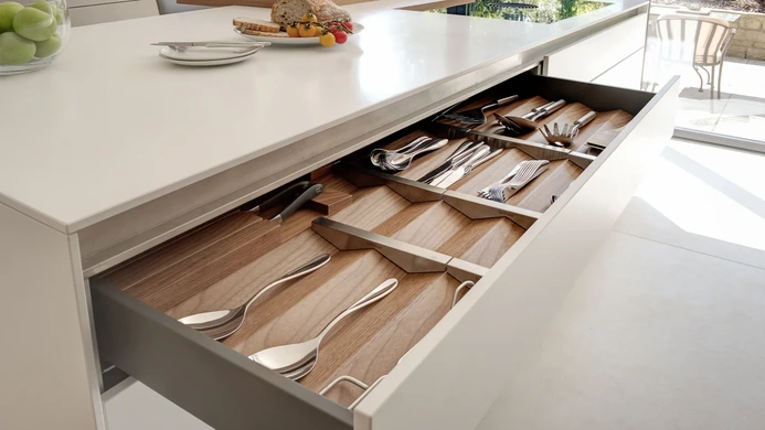 Alpine White Kitchen With Walnut Accents 10