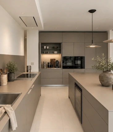 Flint Laminate bulthaup Kitchen with Linear Look