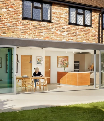 Cherry Wood Kitchen Designed Around the Garden