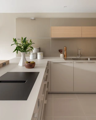 Sand Beige And Gravel Small Kitchen 11