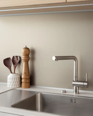 Sand Beige And Gravel Small Kitchen 14
