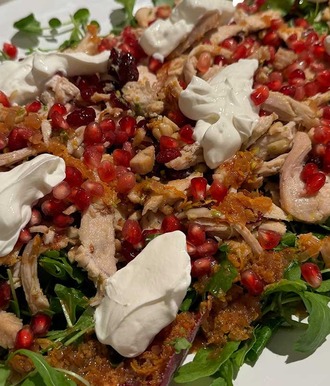 Turkey and Pomegranate Salad with a Clementine Dressing
